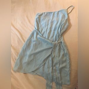 Lucy in the Sky dusty blue one shoulder dress, L but runs small